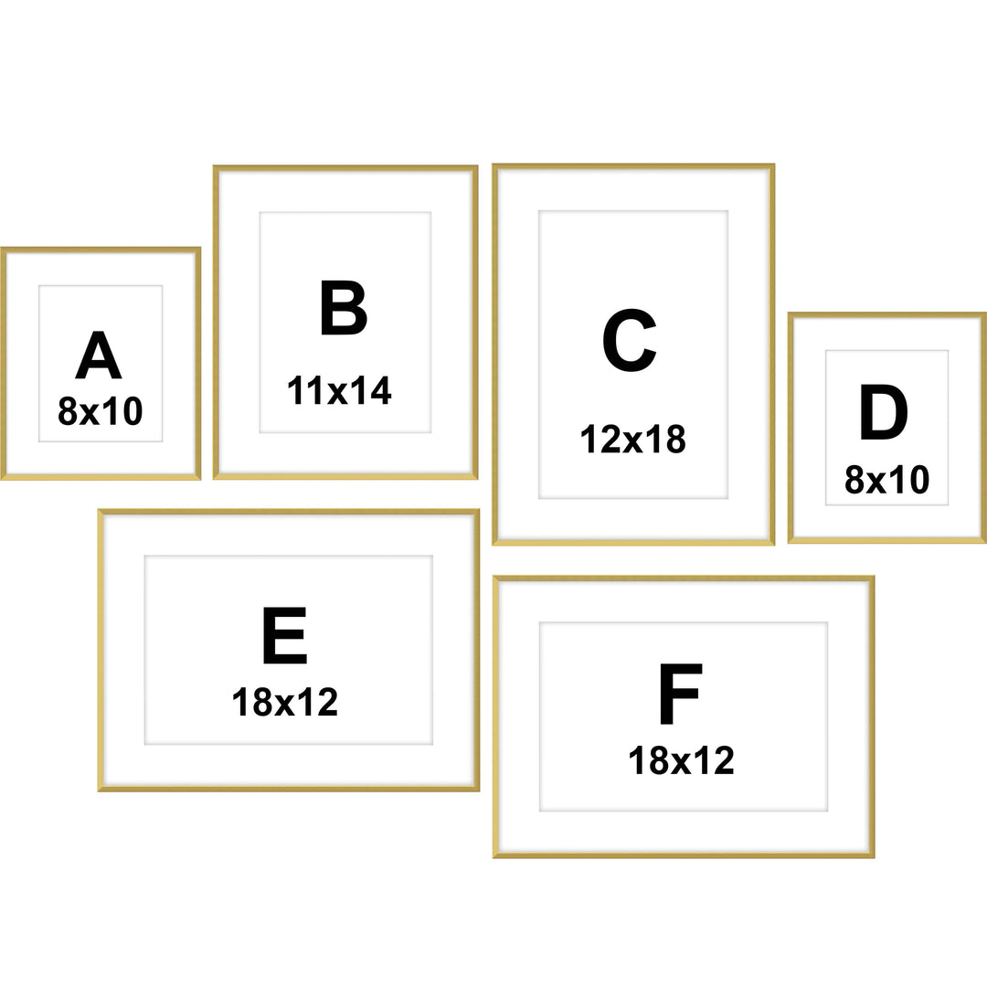Copy of Gallery Wall #101 Ashton Frame (flat) / Gold Satin Gallery Walls Made Easy