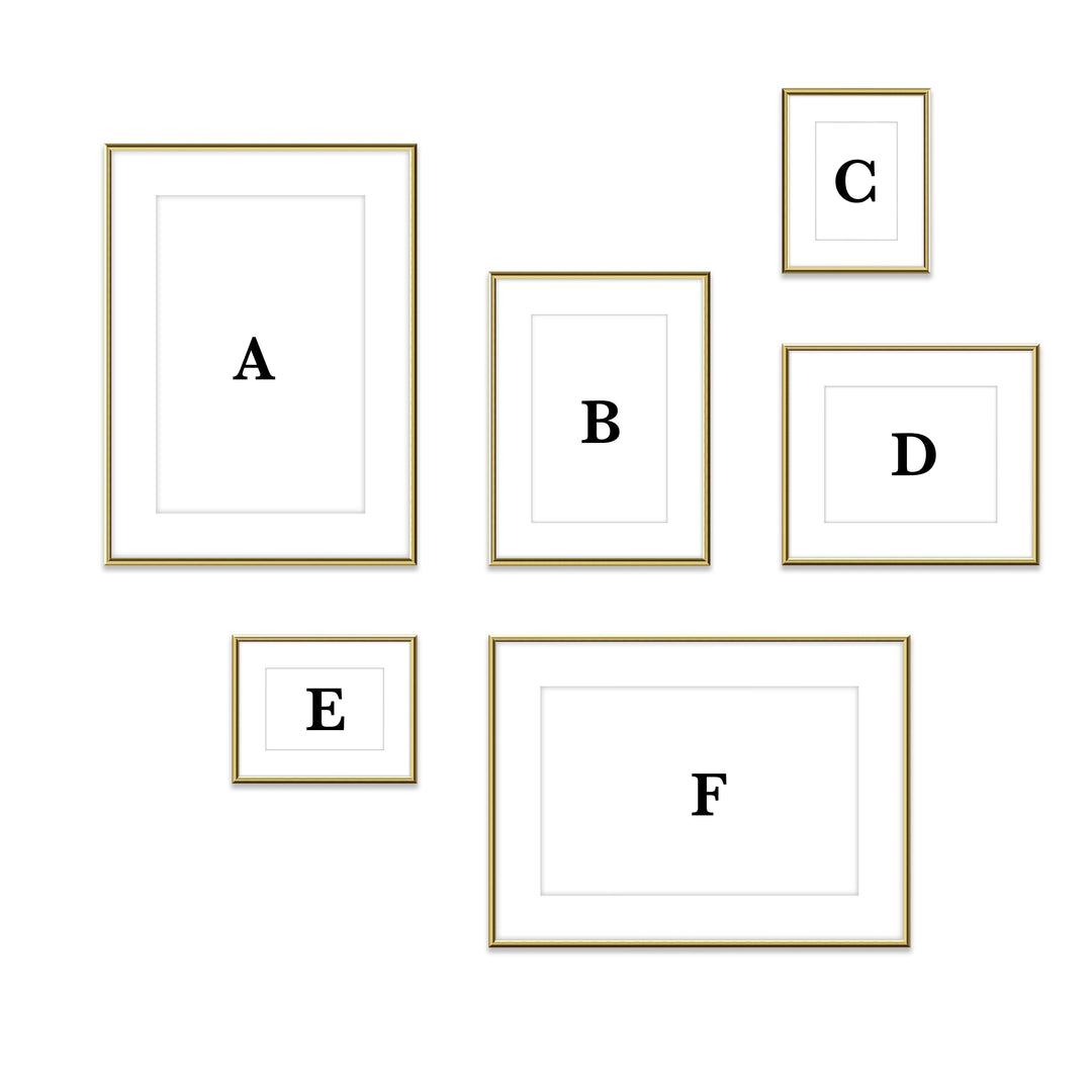 Copy of Gallery Wall #114 Ashton (Flat) / Gold Gloss Gallery Walls Made Easy
