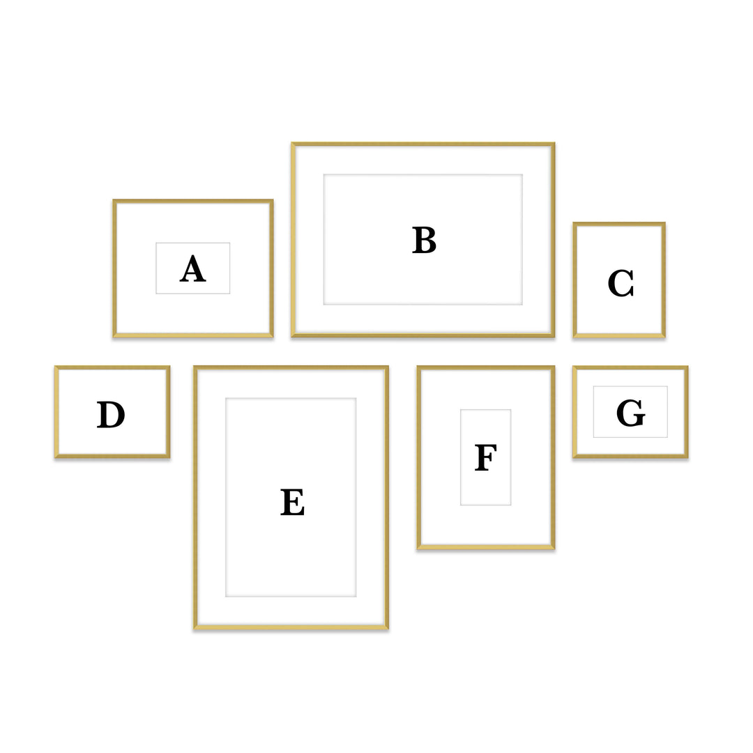Copy of Gallery Wall #115 Ashton Frame (flat) / Gold Satin Gallery Walls Made Easy
