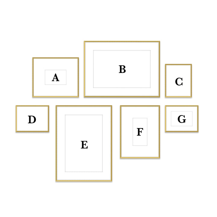 Copy of Gallery Wall #115 Ashton Frame (flat) / Gold Satin Gallery Walls Made Easy