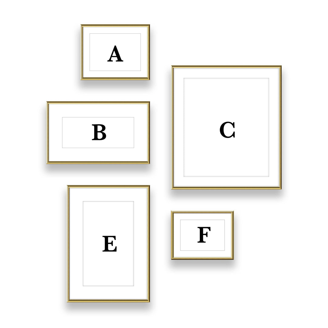 Copy of Gallery Wall #121 Ashton (Flat) / Gold Gloss Gallery Walls Made Easy