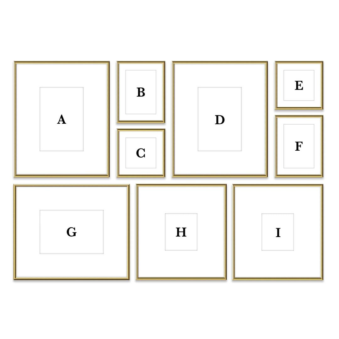 Copy of Gallery Wall #W113 Ashton Frame (flat) / Gold Gloss Gallery Walls Made Easy