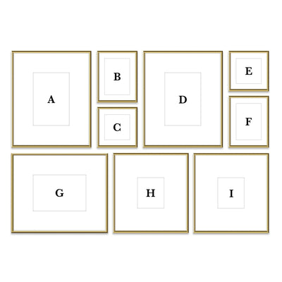 Copy of Gallery Wall #W113 Ashton Frame (flat) / Gold Gloss Gallery Walls Made Easy