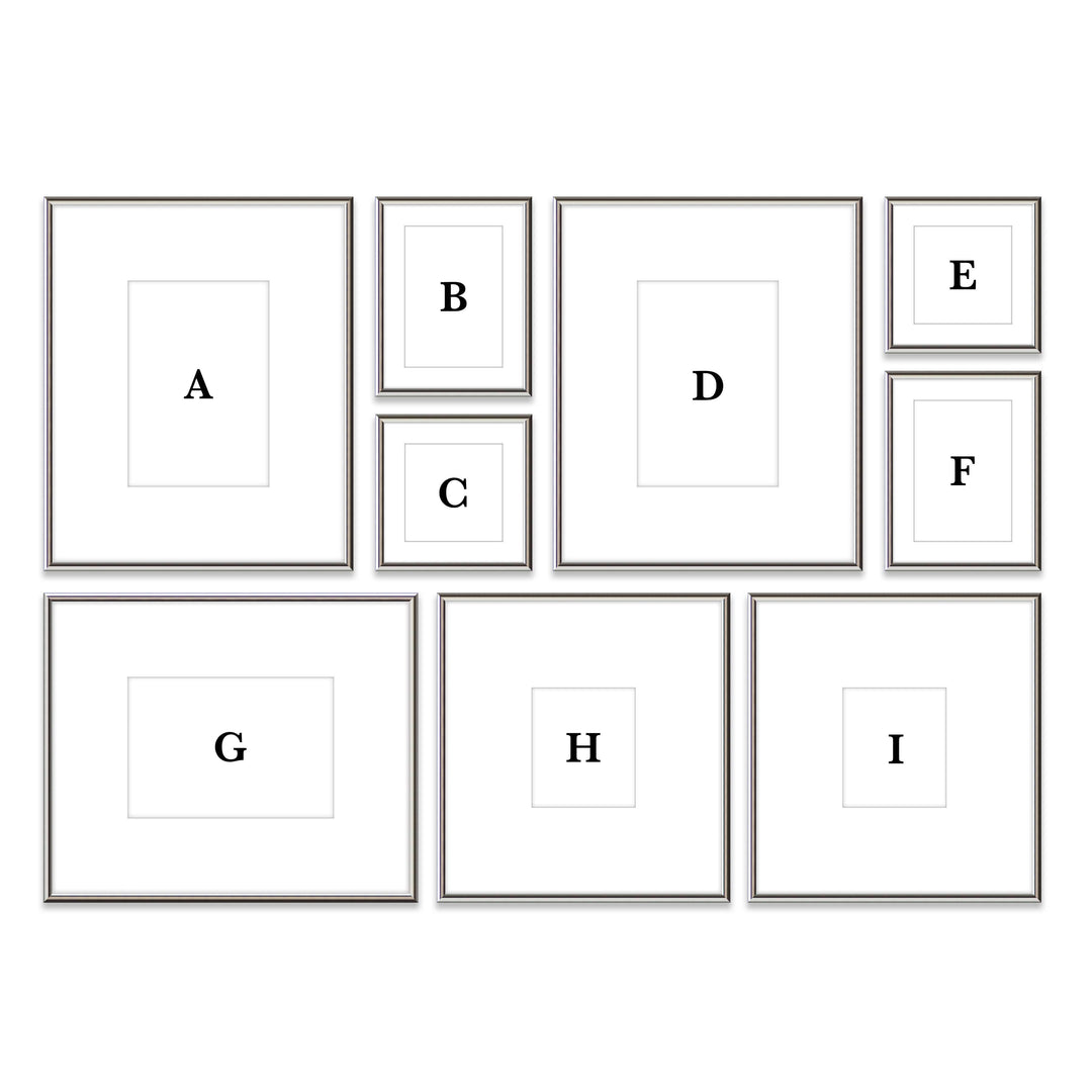 Copy of Gallery Wall #W113 Ashton Frame (flat) / Silver Gloss Gallery Walls Made Easy