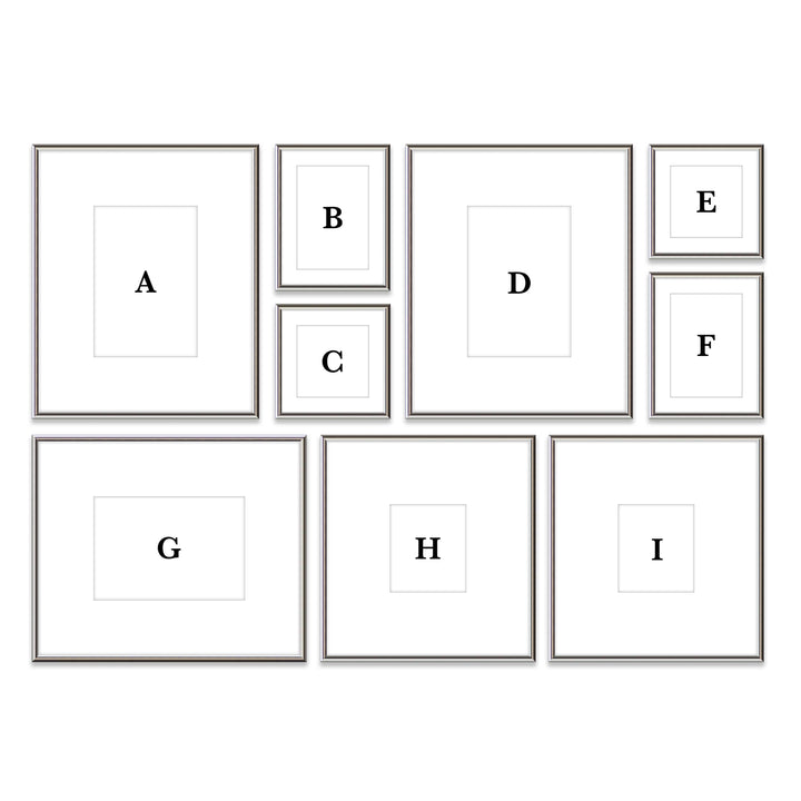 Copy of Gallery Wall #W113 Ashton Frame (flat) / Silver Gloss Gallery Walls Made Easy