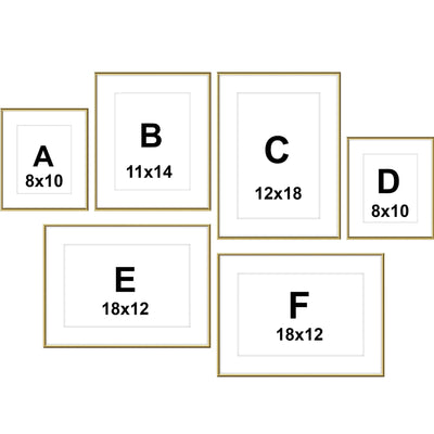 Gallery Wall #101 Ashton Frame (flat) / Gold Gloss Gallery Walls Made Easy
