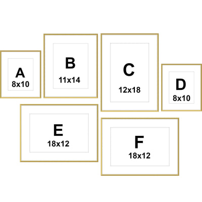 Gallery Wall #101 Ashton Frame (flat) / Gold Satin Gallery Walls Made Easy