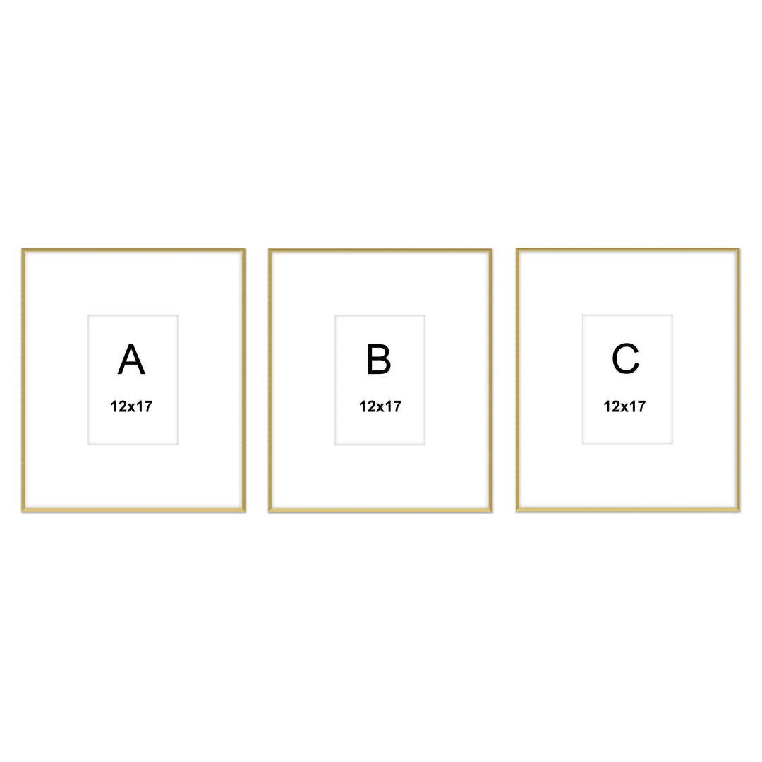 Gallery Wall #102 - Large Triptych Ashton (Flat) / Gold Satin Gallery Walls Made Easy