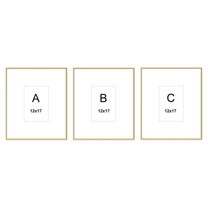 Gallery Wall #102 - Large Triptych Ashton (Flat) / Gold Satin Gallery Walls Made Easy
