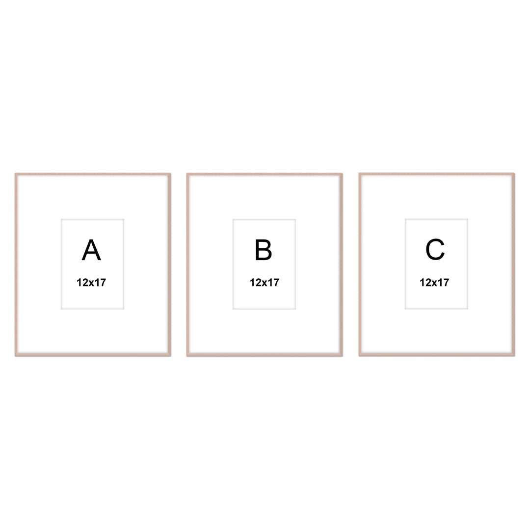 Gallery Wall #102 - Large Triptych Ashton (Flat) / Rose Gold Gallery Walls Made Easy