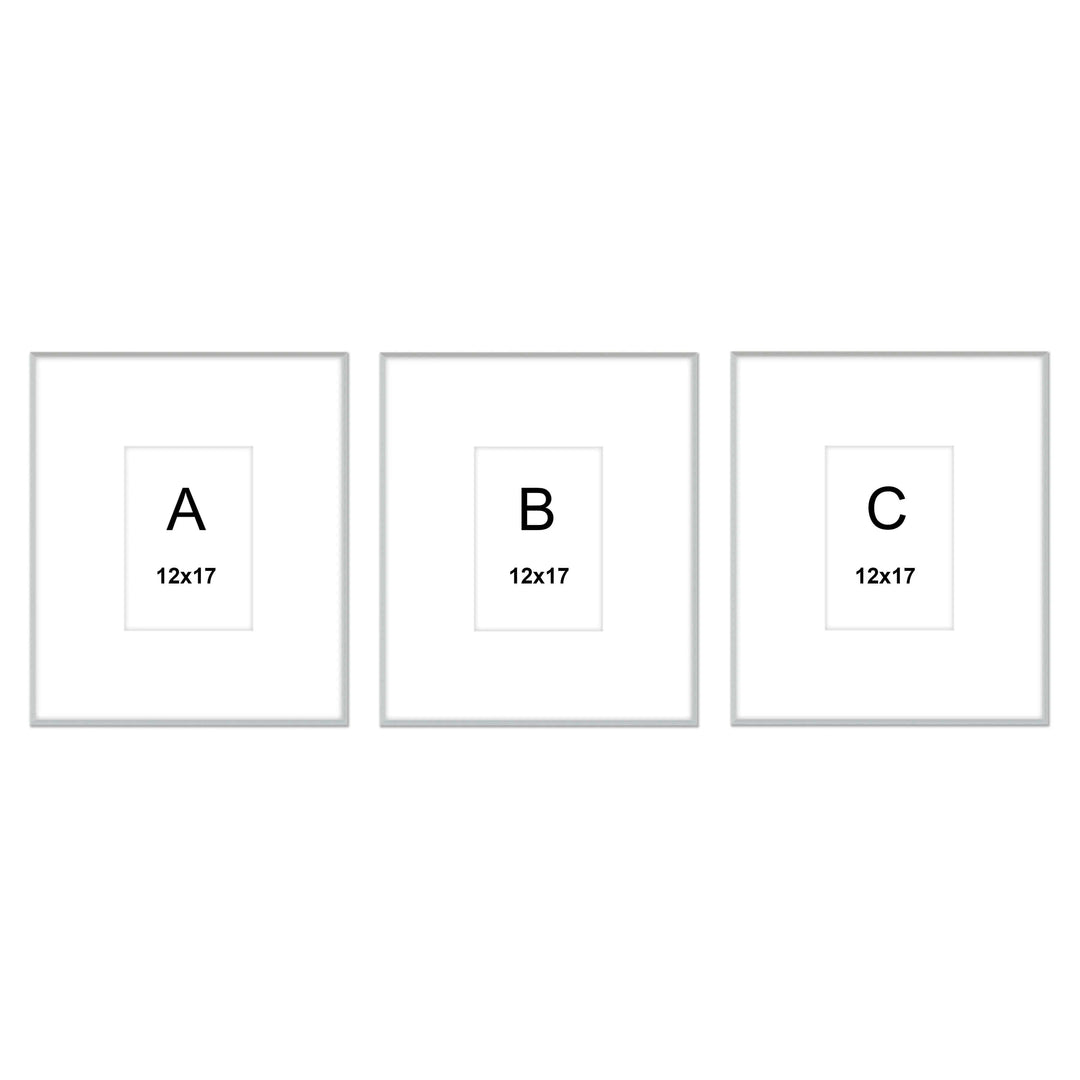 Gallery Wall #102 - Large Triptych Ashton (Flat) / Silver Satin Gallery Walls Made Easy