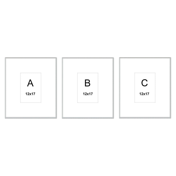 Gallery Wall #102 - Large Triptych Ashton (Flat) / Silver Satin Gallery Walls Made Easy