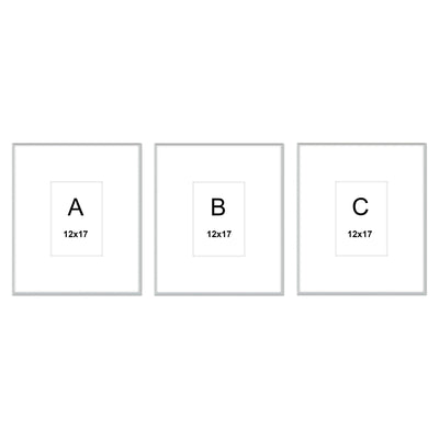 Gallery Wall #102 - Large Triptych Ashton (Flat) / Silver Satin Gallery Walls Made Easy