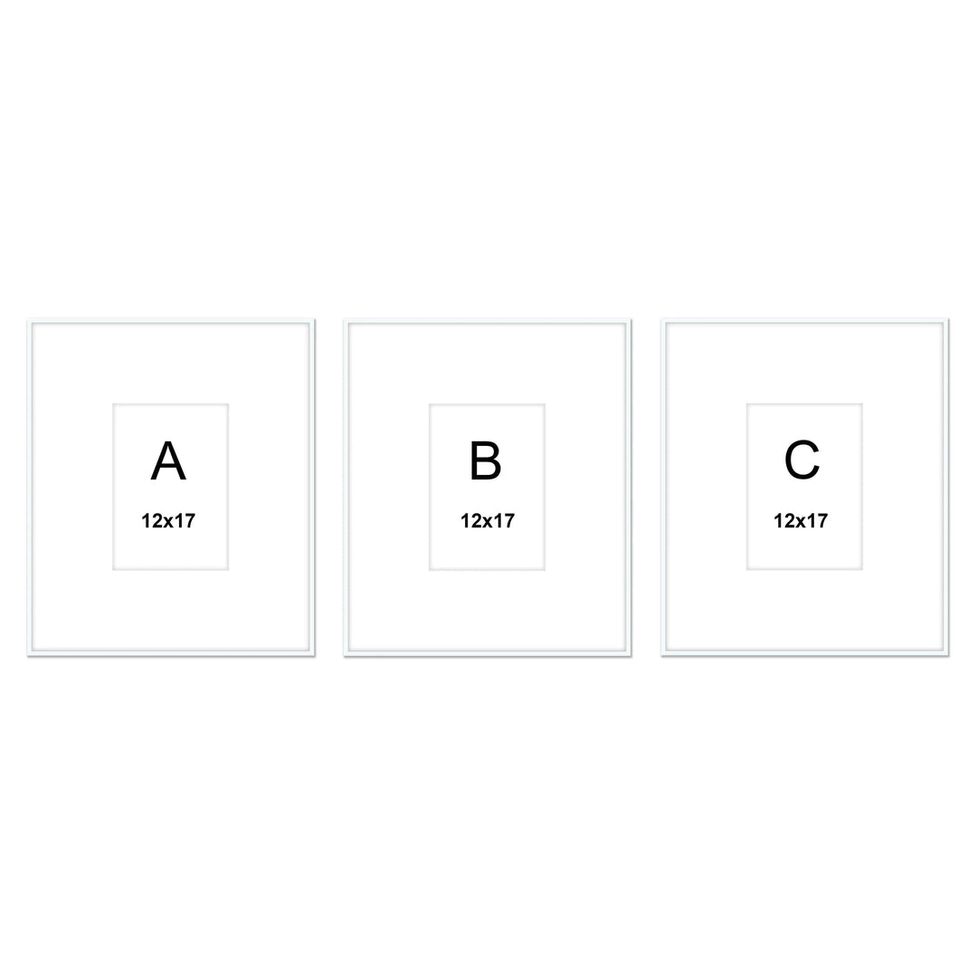 Gallery Wall #102 - Large Triptych Ashton (Flat) / White Gallery Walls Made Easy
