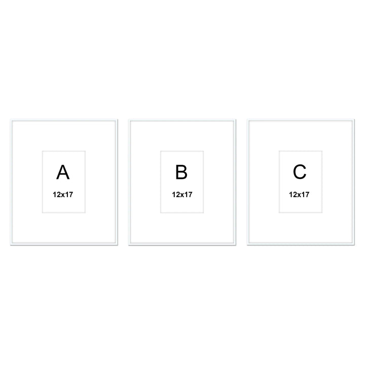 Gallery Wall #102 - Large Triptych Ashton (Flat) / White Gallery Walls Made Easy
