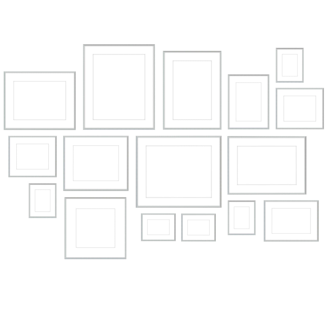 Gallery Wall #109 Ashton Frame (flat) / Silver Satin Gallery Walls Made Easy