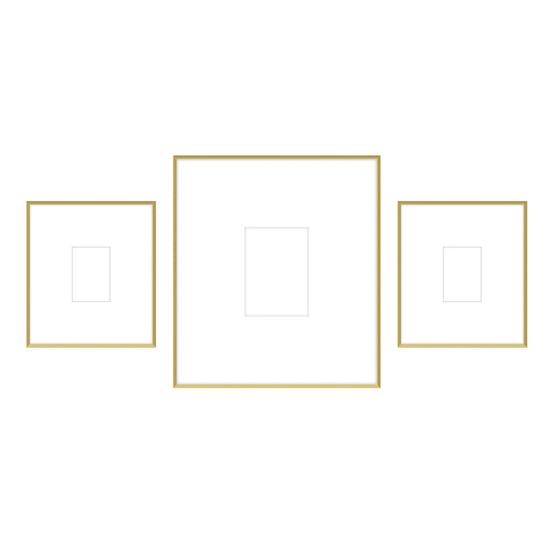 Gallery Wall -Triptych #103 Ashton (Flat) / Gold Satin Gallery Walls Made Easy