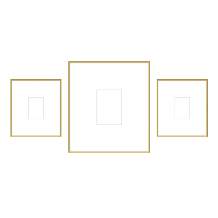 Gallery Wall -Triptych #103 Ashton (Flat) / Gold Satin Gallery Walls Made Easy