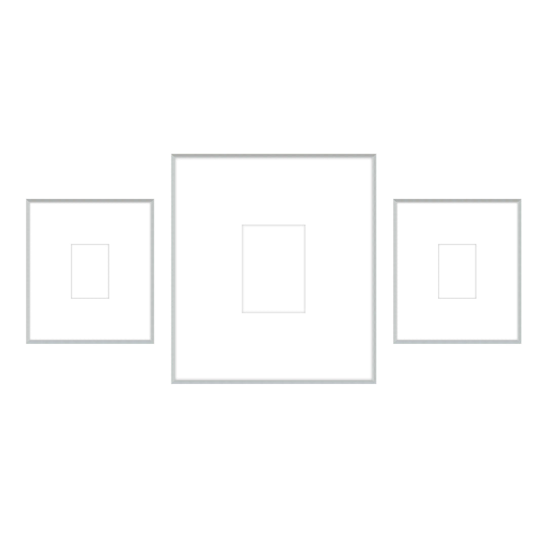 Gallery Wall -Triptych #103 Ashton (Flat) / Silver Satin Gallery Walls Made Easy