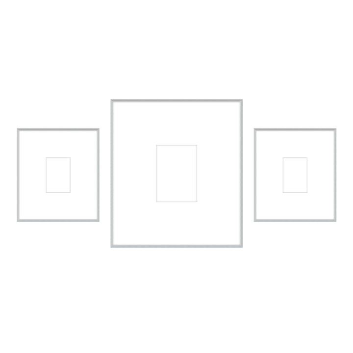 Gallery Wall -Triptych #103 Ashton (Flat) / Silver Satin Gallery Walls Made Easy