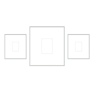 Gallery Wall -Triptych #103 Ashton (Flat) / Silver Satin Gallery Walls Made Easy