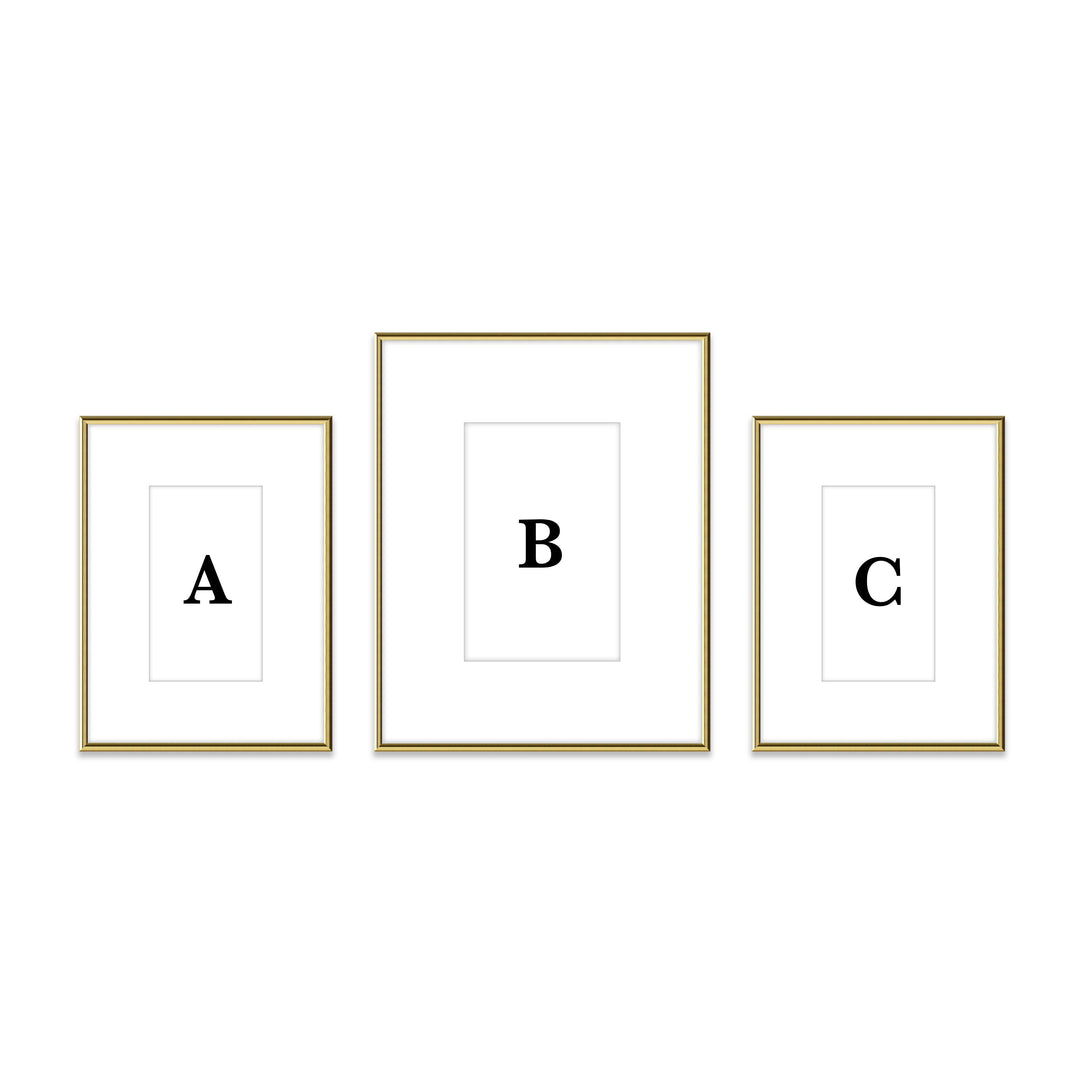 Gallery Wall Triptych #805 Ashton Frame (flat) / Gold Gloss Gallery Walls Made Easy