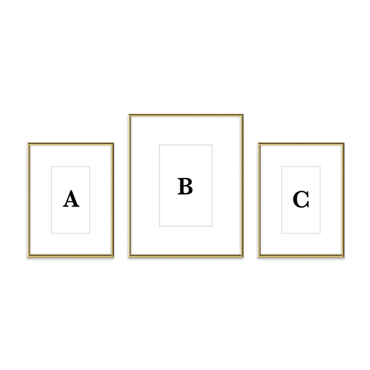 Gallery Wall Triptych #805 Ashton Frame (flat) / Gold Gloss Gallery Walls Made Easy