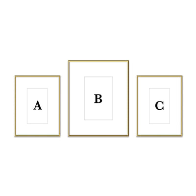 Gallery Wall Triptych #805 Ashton Frame (flat) / Gold Gloss Gallery Walls Made Easy