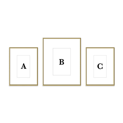 Gallery Wall Triptych #805 Ashton Frame (flat) / Gold Gloss Gallery Walls Made Easy
