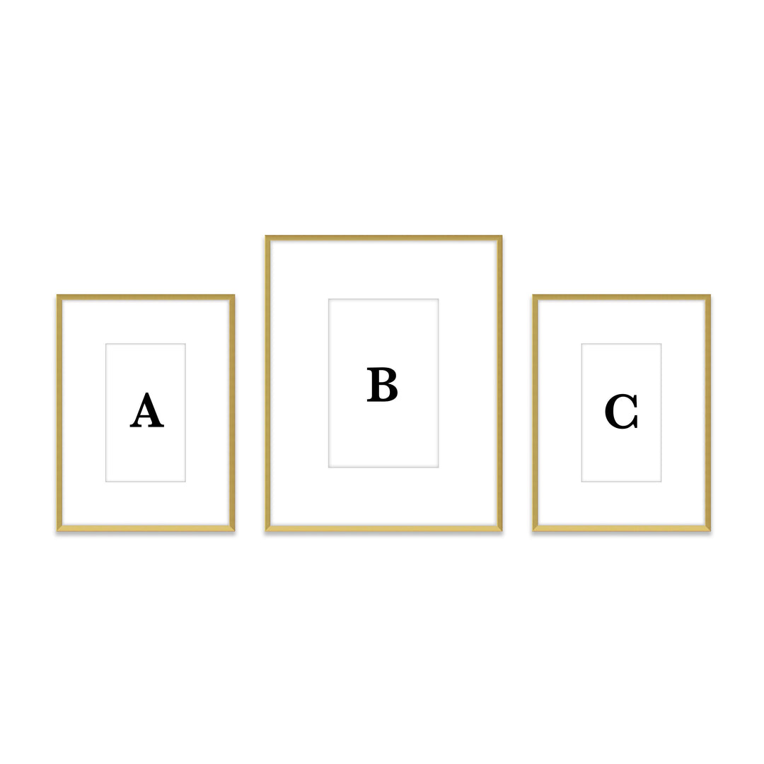 Gallery Wall Triptych #805 Ashton Frame (flat) / Gold Satin Gallery Walls Made Easy