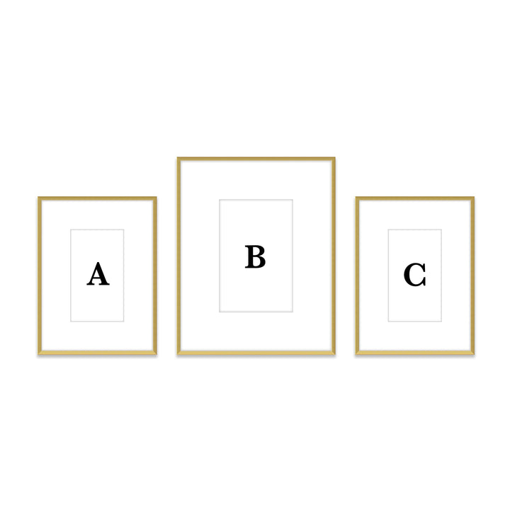 Gallery Wall Triptych #805 Ashton Frame (flat) / Gold Satin Gallery Walls Made Easy