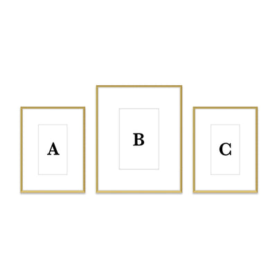 Gallery Wall Triptych #805 Ashton Frame (flat) / Gold Satin Gallery Walls Made Easy
