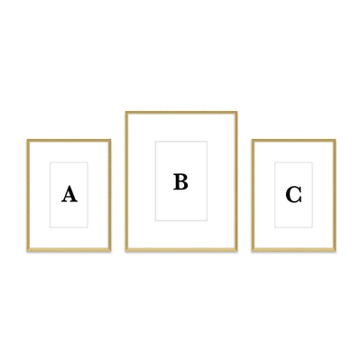 Gallery Wall Triptych #805 Ashton Frame (flat) / Gold Satin Gallery Walls Made Easy