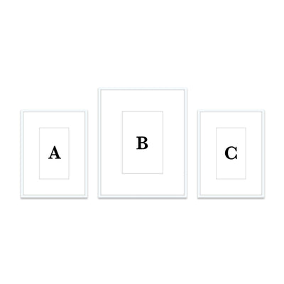 Gallery Wall Triptych #805 Ashton Frame (flat) / White Gallery Walls Made Easy