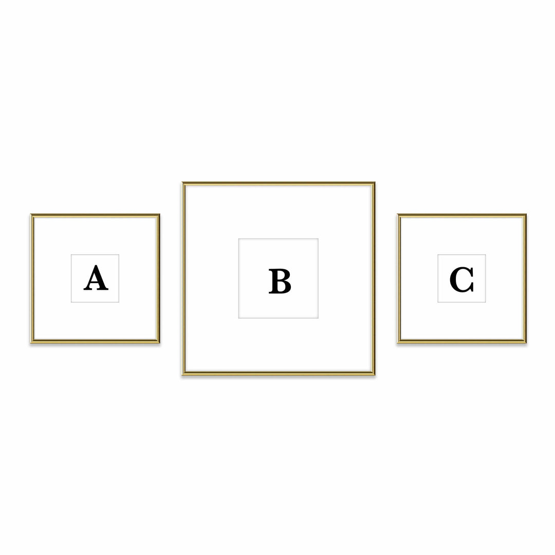 Gallery Wall Triptych #806 Ashton Frame (flat) / Gold Gloss Gallery Walls Made Easy