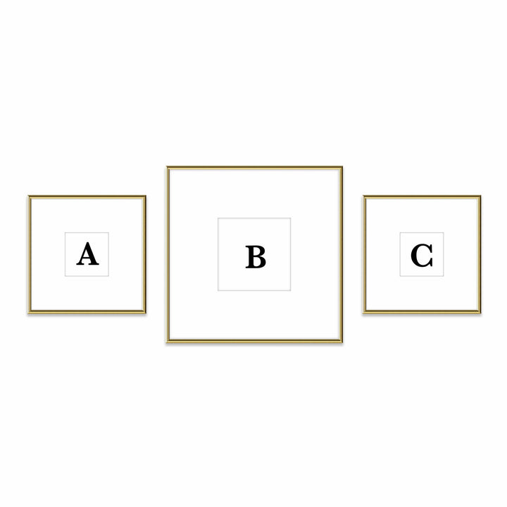 Gallery Wall Triptych #806 Ashton Frame (flat) / Gold Gloss Gallery Walls Made Easy