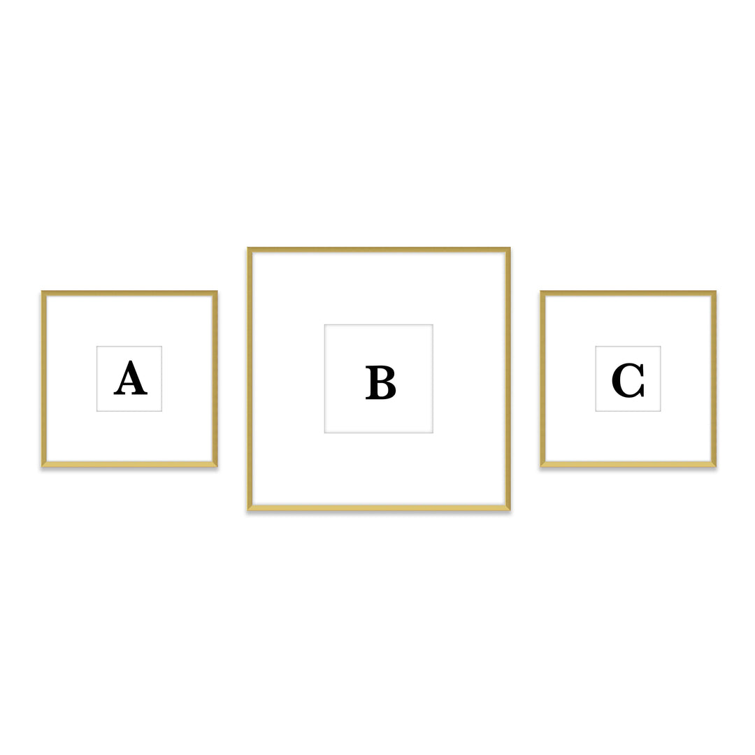 Gallery Wall Triptych #806 Ashton Frame (flat) / Gold Satin Gallery Walls Made Easy
