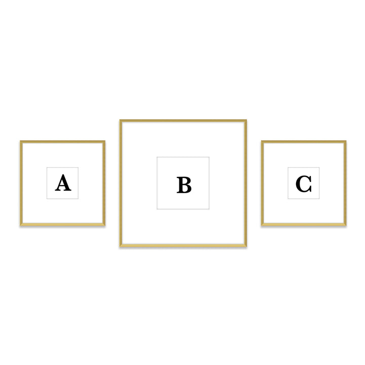 Gallery Wall Triptych #806 Ashton Frame (flat) / Gold Satin Gallery Walls Made Easy