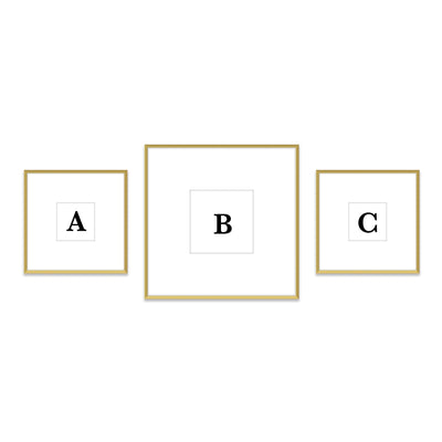 Gallery Wall Triptych #806 Ashton Frame (flat) / Gold Satin Gallery Walls Made Easy