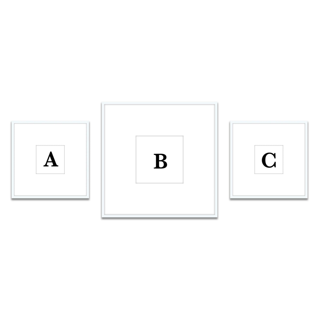 Gallery Wall Triptych #806 Ashton Frame (flat) / White Gallery Walls Made Easy