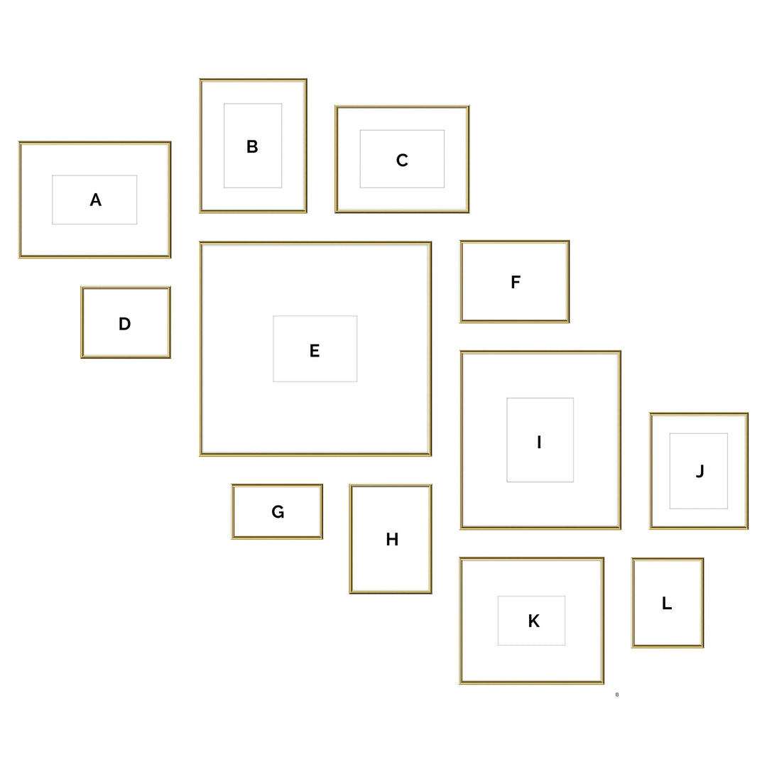 Staircase Art Gallery Wall - #AS125 Ashton (Flat) / Gold Gloss Gallery Walls Made Easy