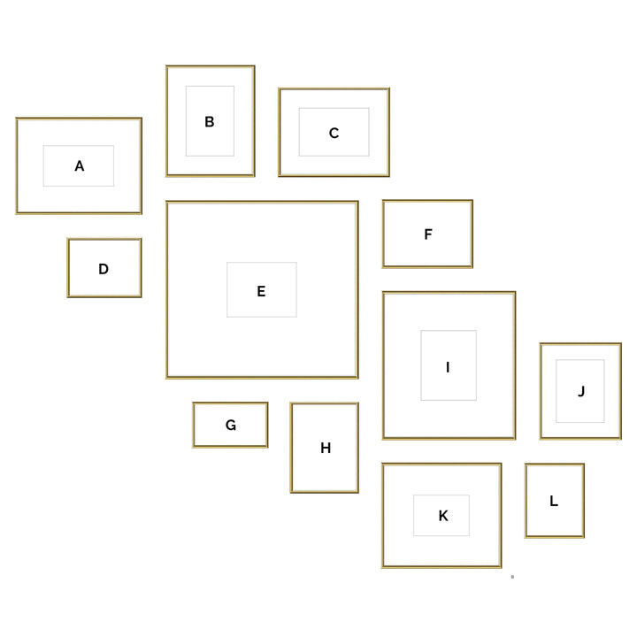 Staircase Art Gallery Wall - #AS125 Ashton (Flat) / Gold Gloss Gallery Walls Made Easy