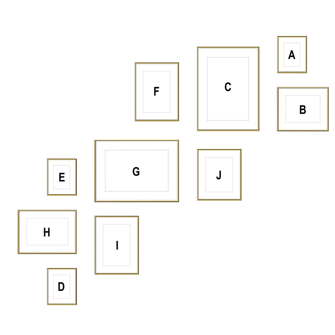 Staircase Art Gallery Wall - #S116A Ashton (Flat) / Gold Gloss Gallery Walls Made Easy