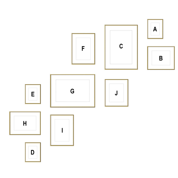 Staircase Art Gallery Wall - #S116A Ashton (Flat) / Gold Gloss Gallery Walls Made Easy