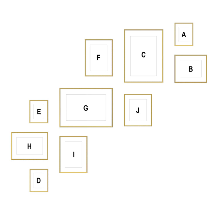 Staircase Art Gallery Wall - #S116A Ashton (Flat) / Gold Satin Gallery Walls Made Easy