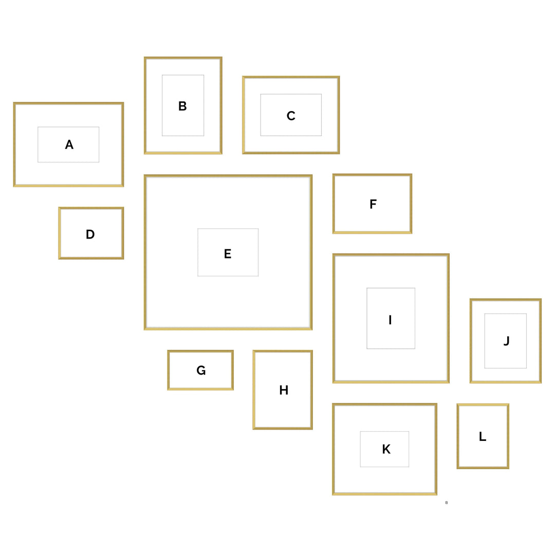 Staircase Gallery Wall - #S125 Ashton (Flat) / Gold Satin Gallery Walls Made Easy