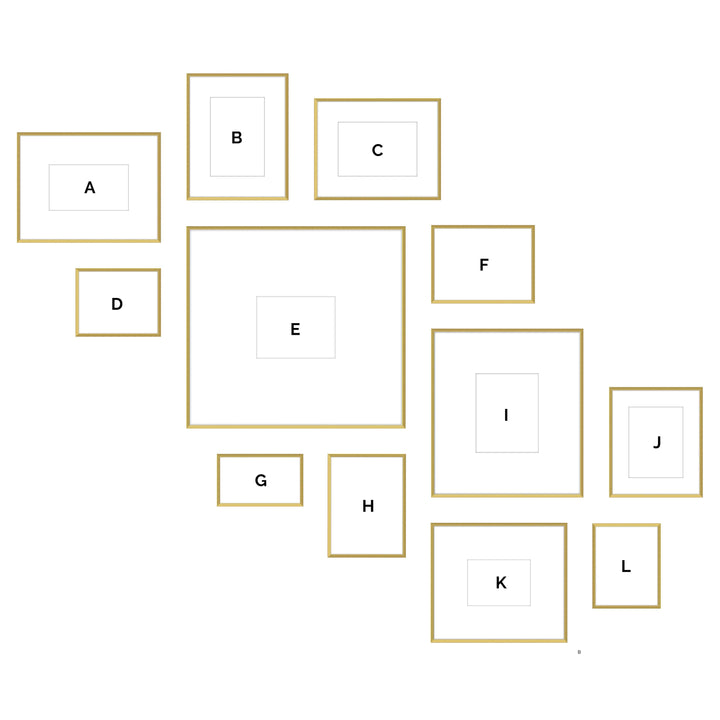 Staircase Gallery Wall - #S125 Ashton (Flat) / Gold Satin Gallery Walls Made Easy